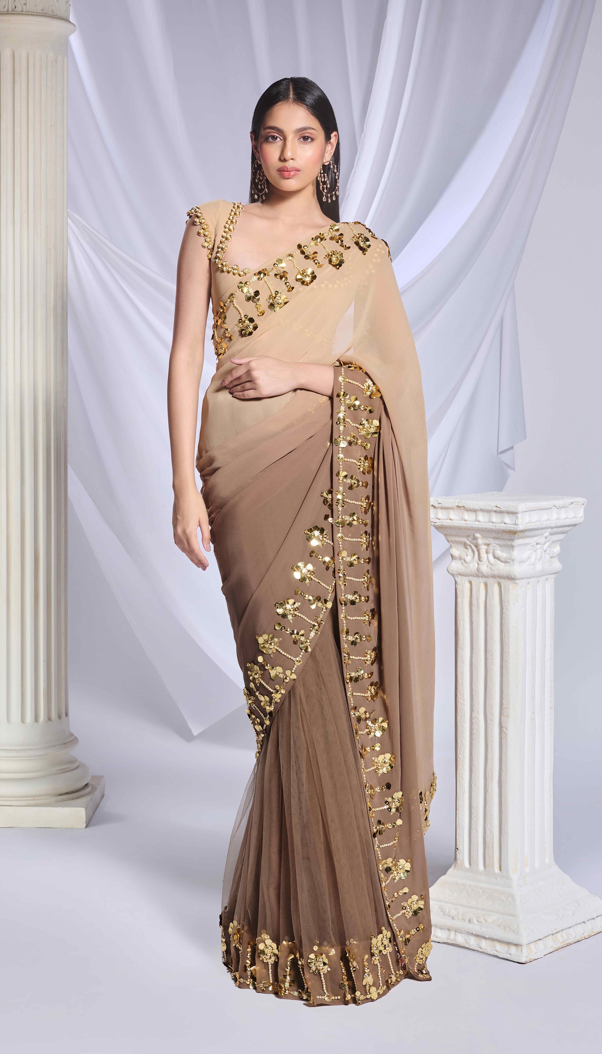 Taupe it up saree set