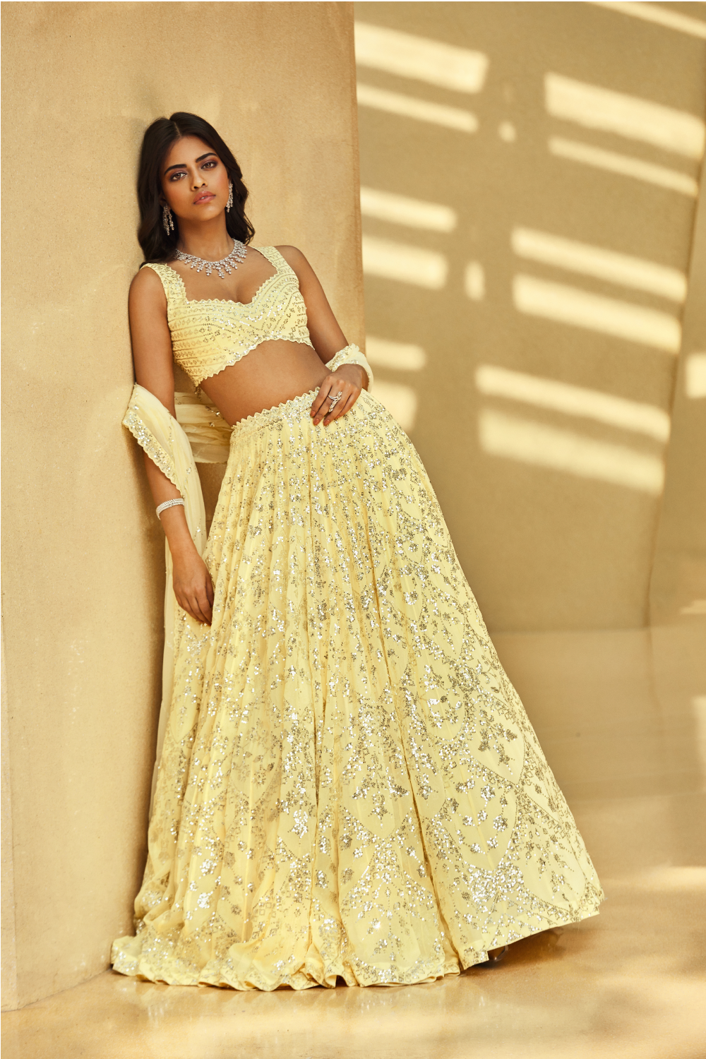 Yellow Multi-Tiered Lehenga Set