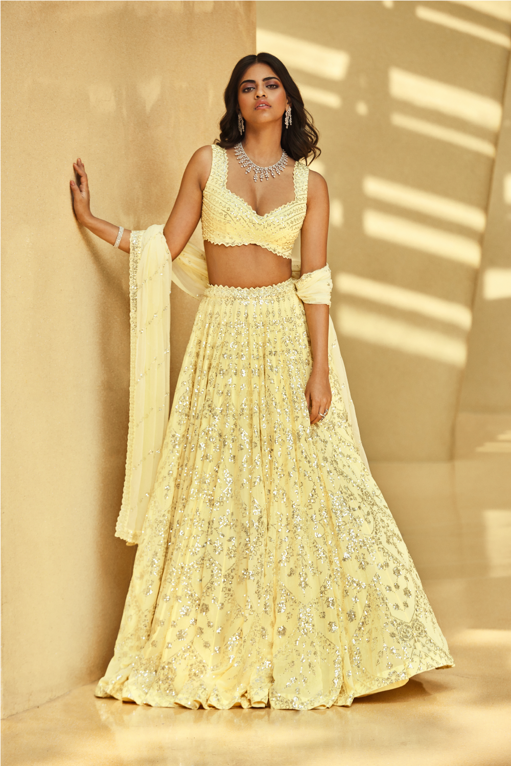 Yellow Multi-Tiered Lehenga Set