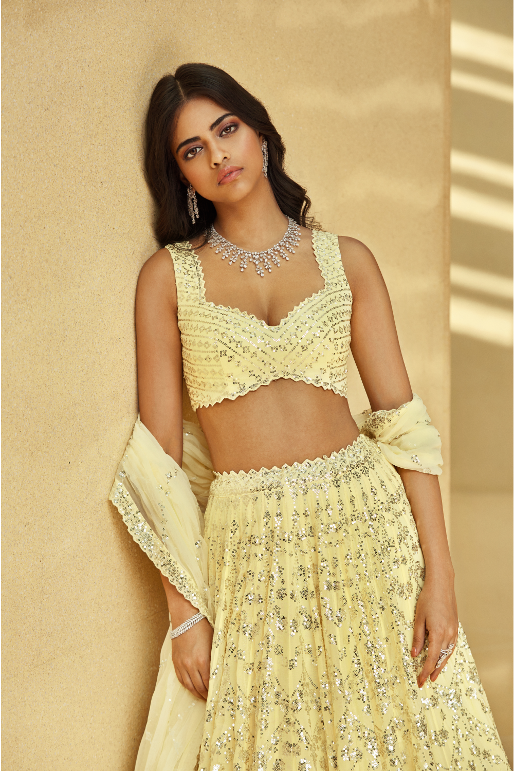 Yellow Multi-Tiered Lehenga Set