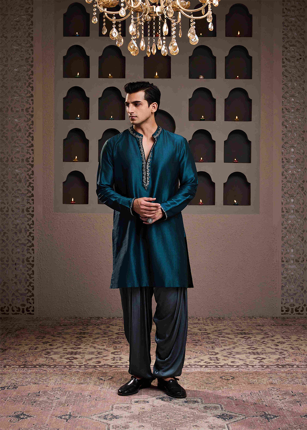 Teal Chanderi Kurta Patiyala Salwar