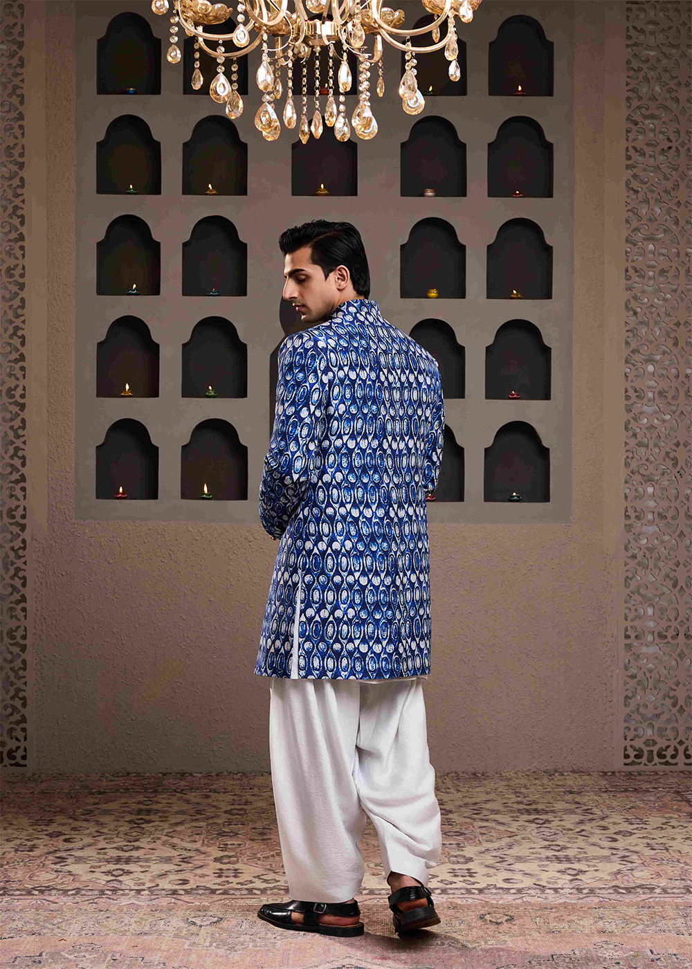 Indigo Printed Sherwani Kurta Salwar