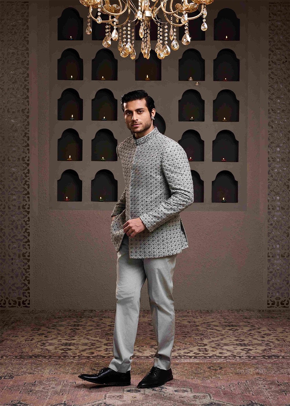 Grey Jodhpuri Coat Pant