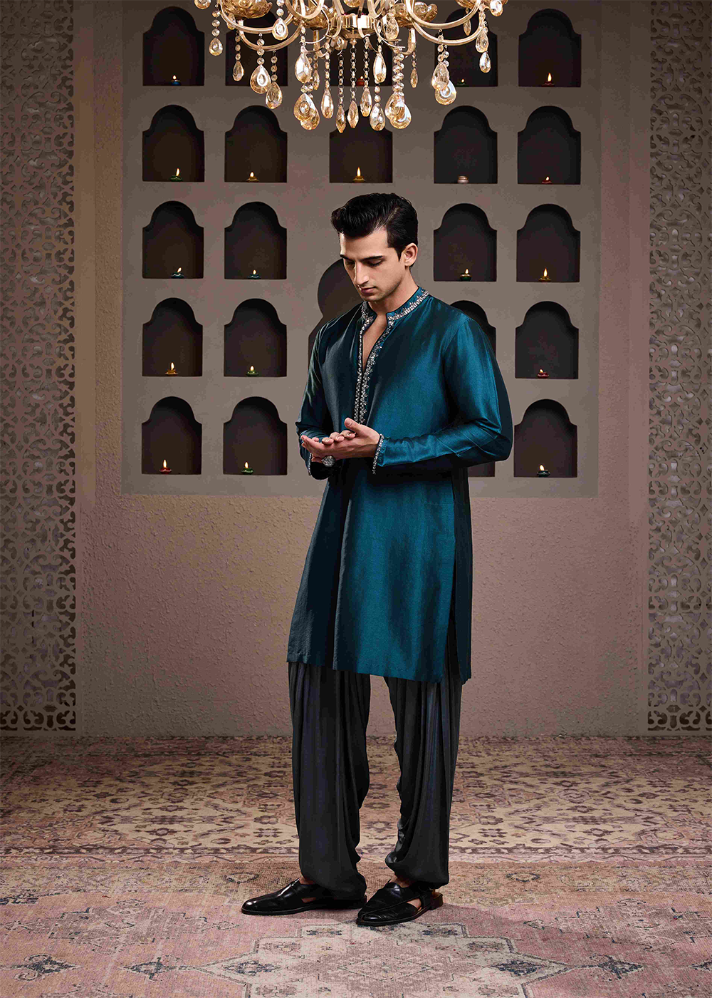 Teal Chanderi Kurta Patiyala Salwar