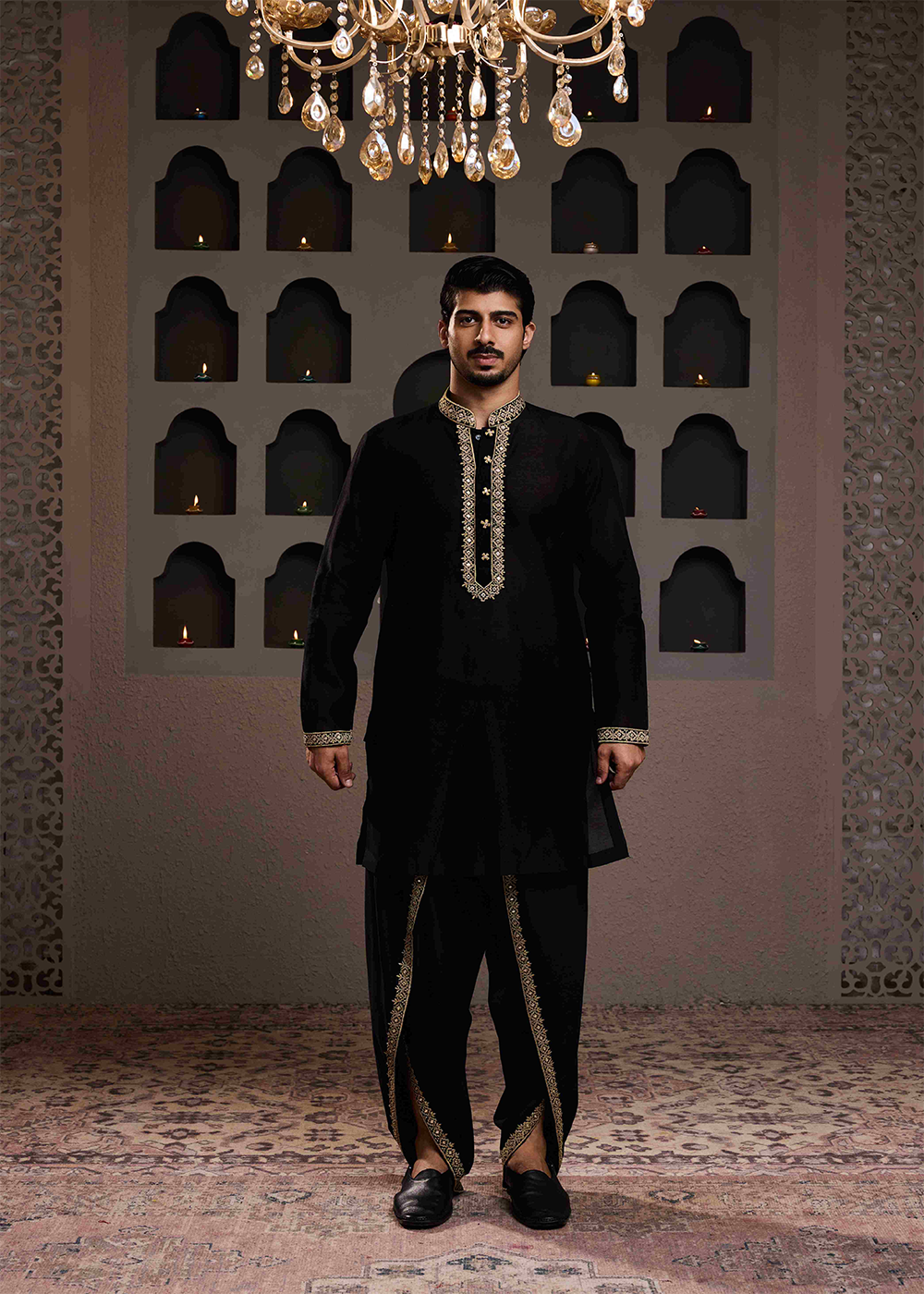 Black Mirrorwork Kurta Dhoti Salwar