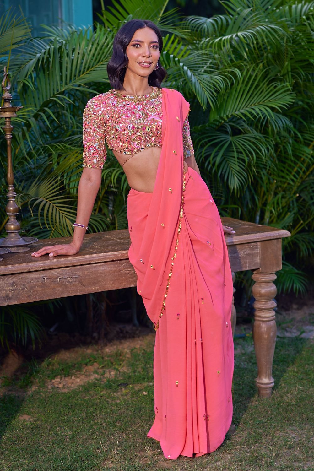 Pink Saree Set