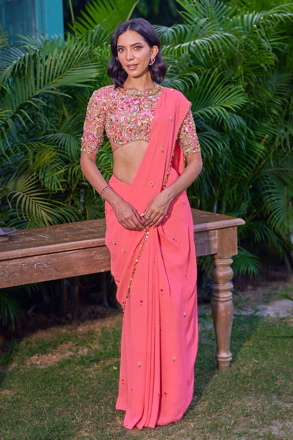 Pink Saree Set