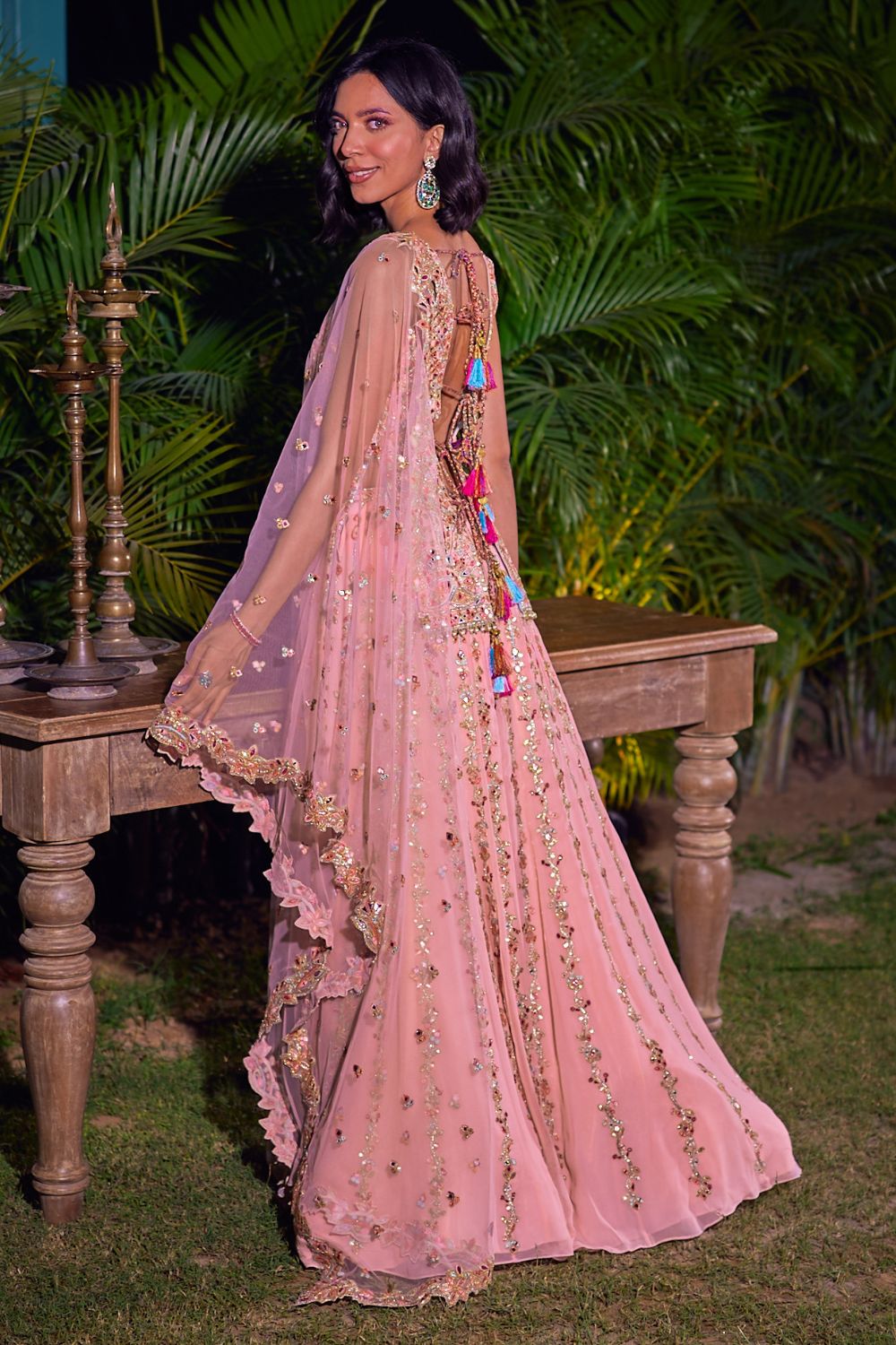 Peach Sharara Set