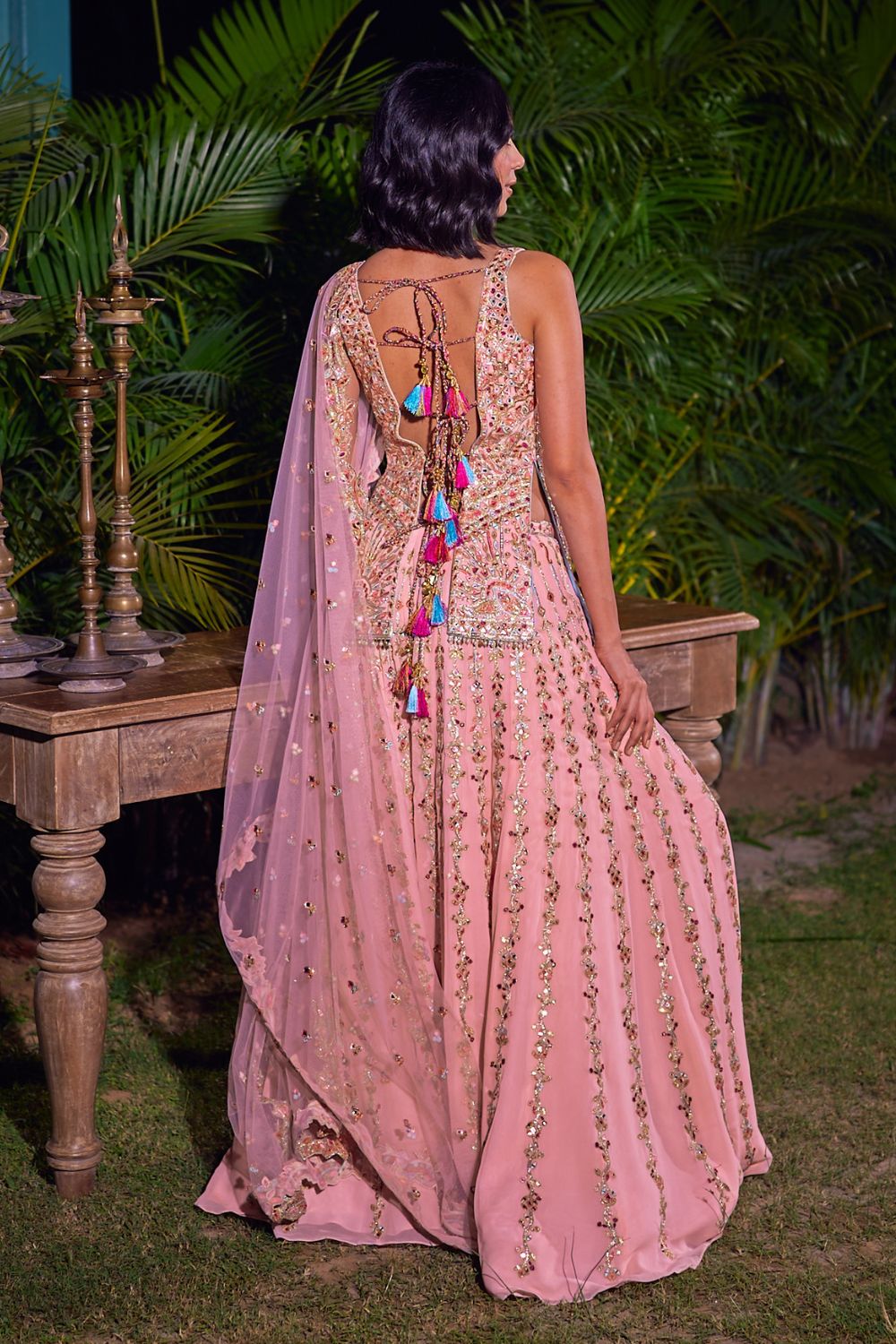 Peach Sharara Set