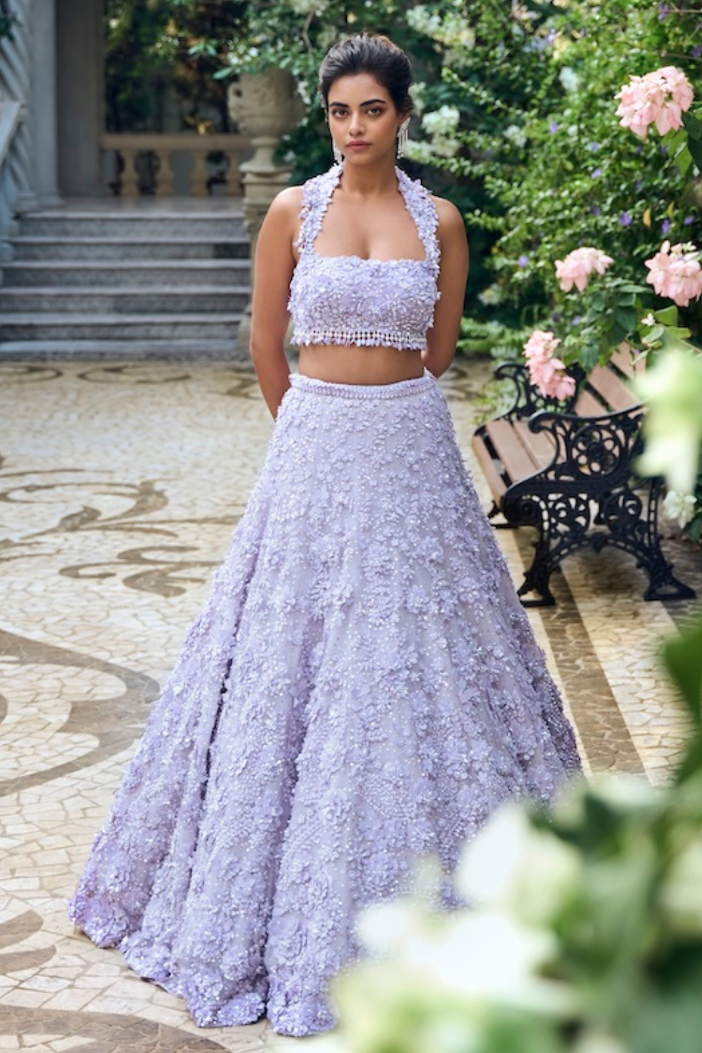 Lilac Three-Dimensional Lehenga Set