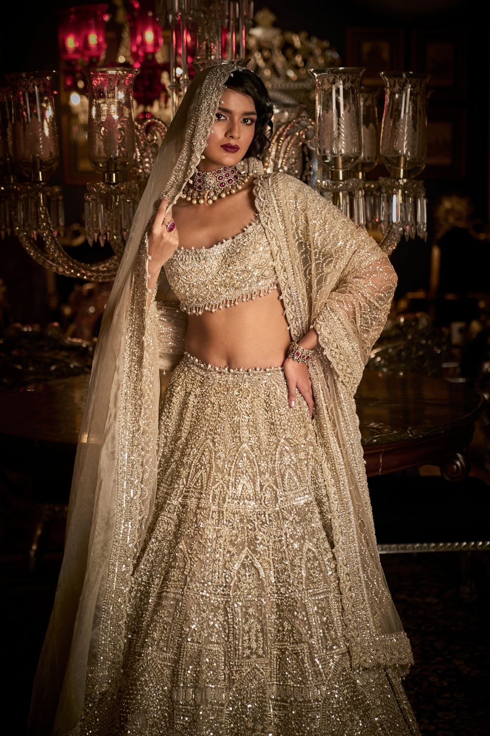 Champagne Pearl Lehenga Set