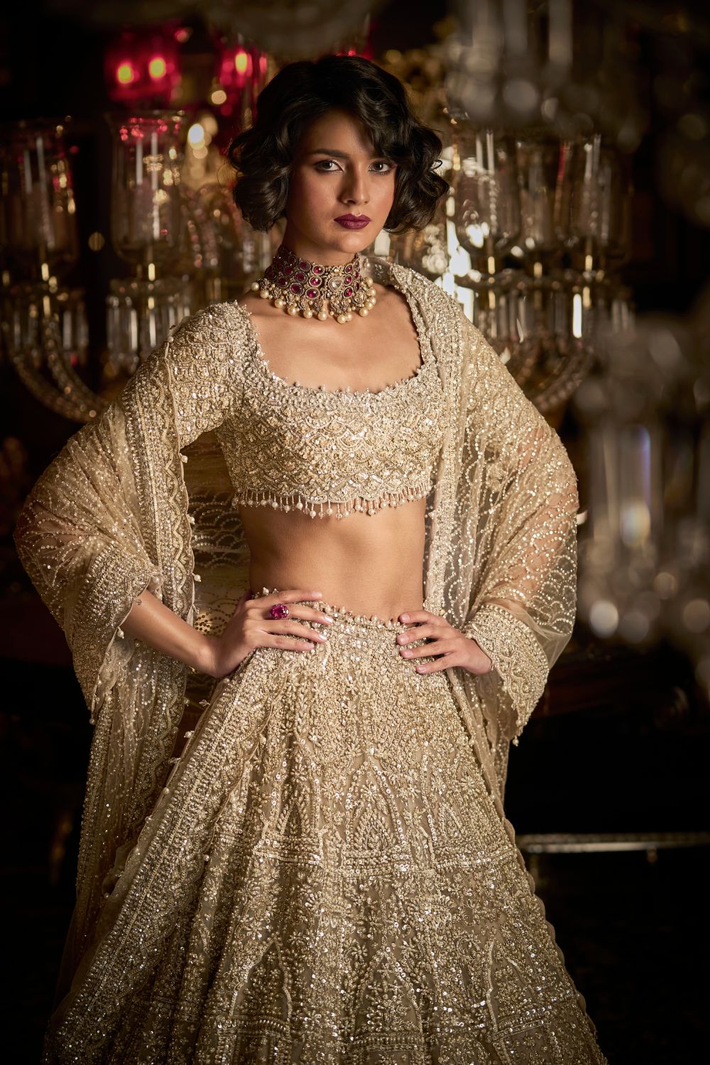 Champagne Pearl Lehenga Set