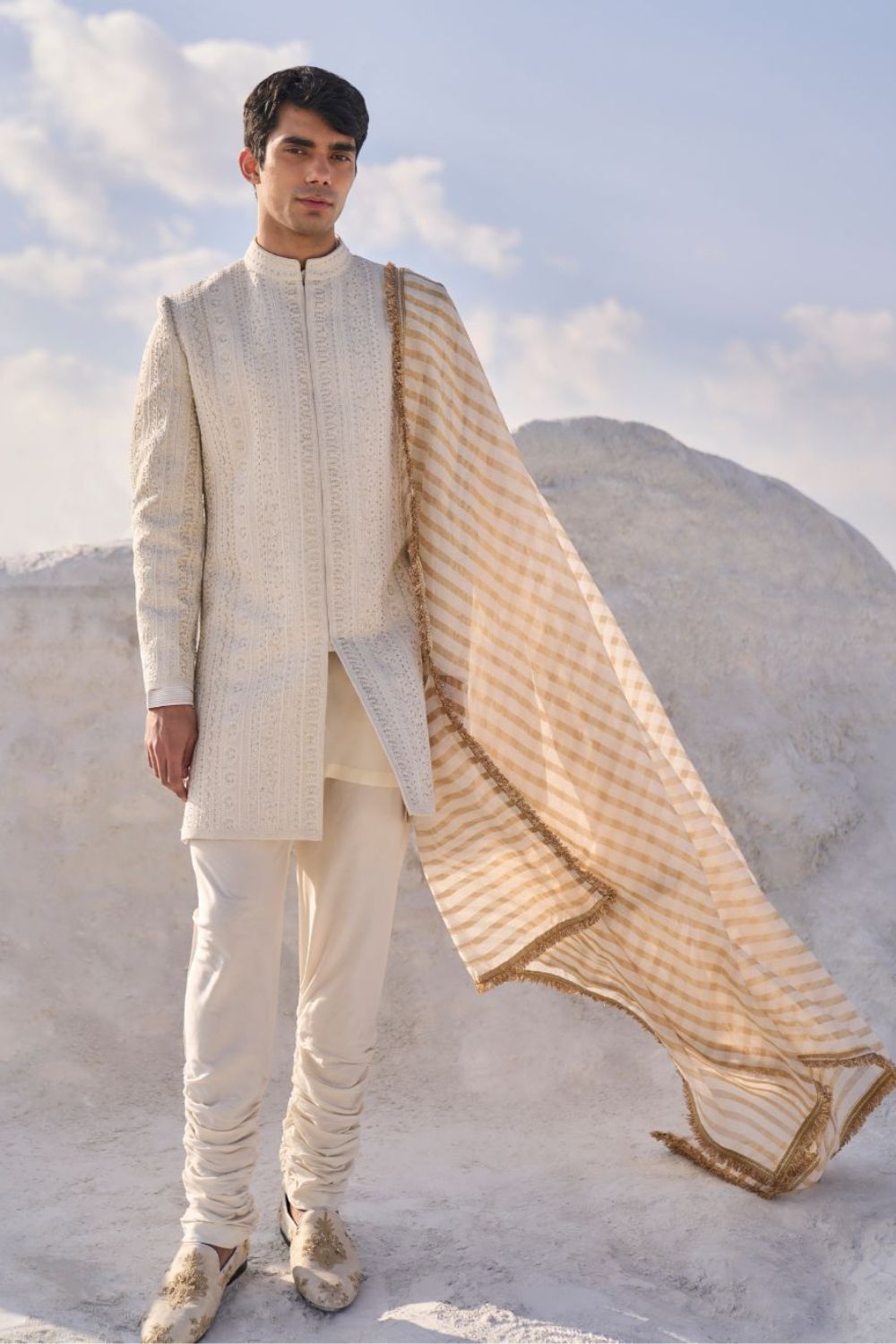 Cream Dori Sherwani Set