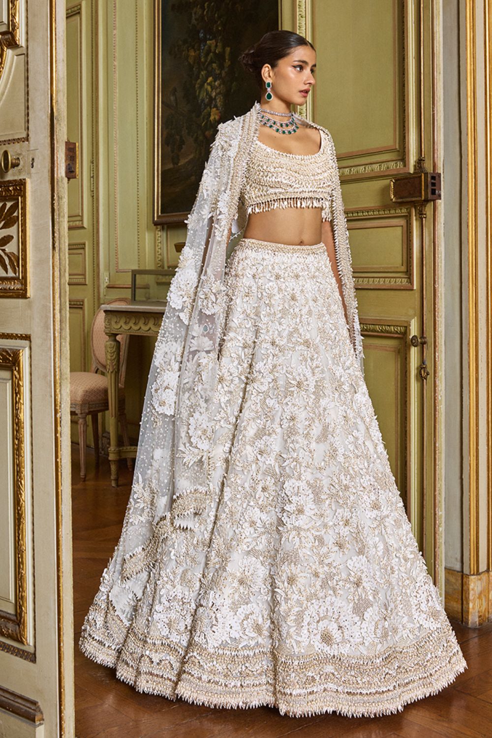 Ivory Gold Three-Dimensional Lehenga Set