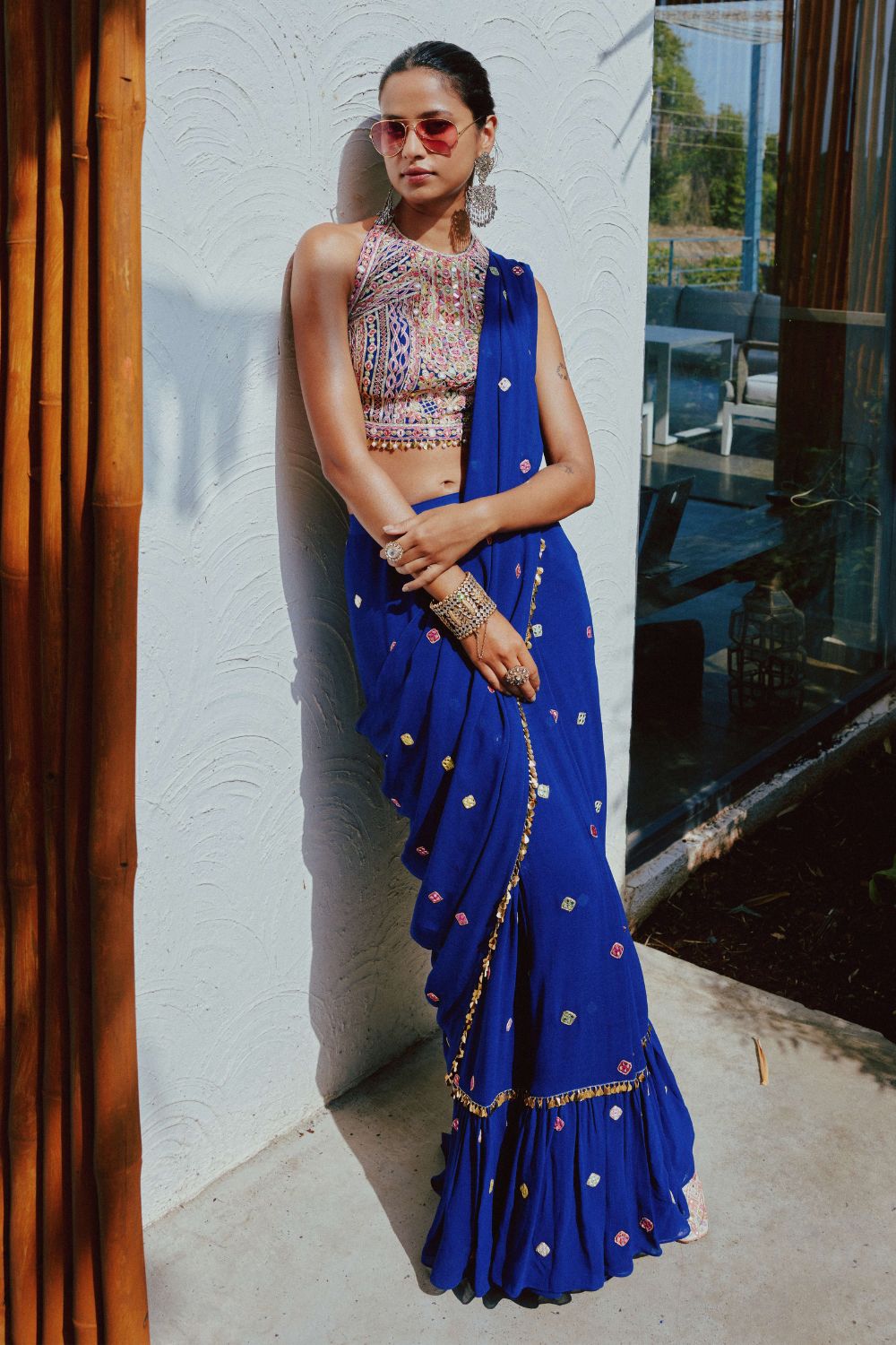 Royal Blue Saree Set