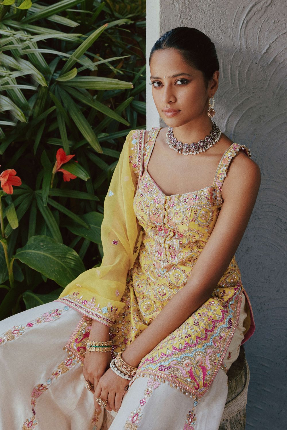 Yellow & Cream Gharara Set