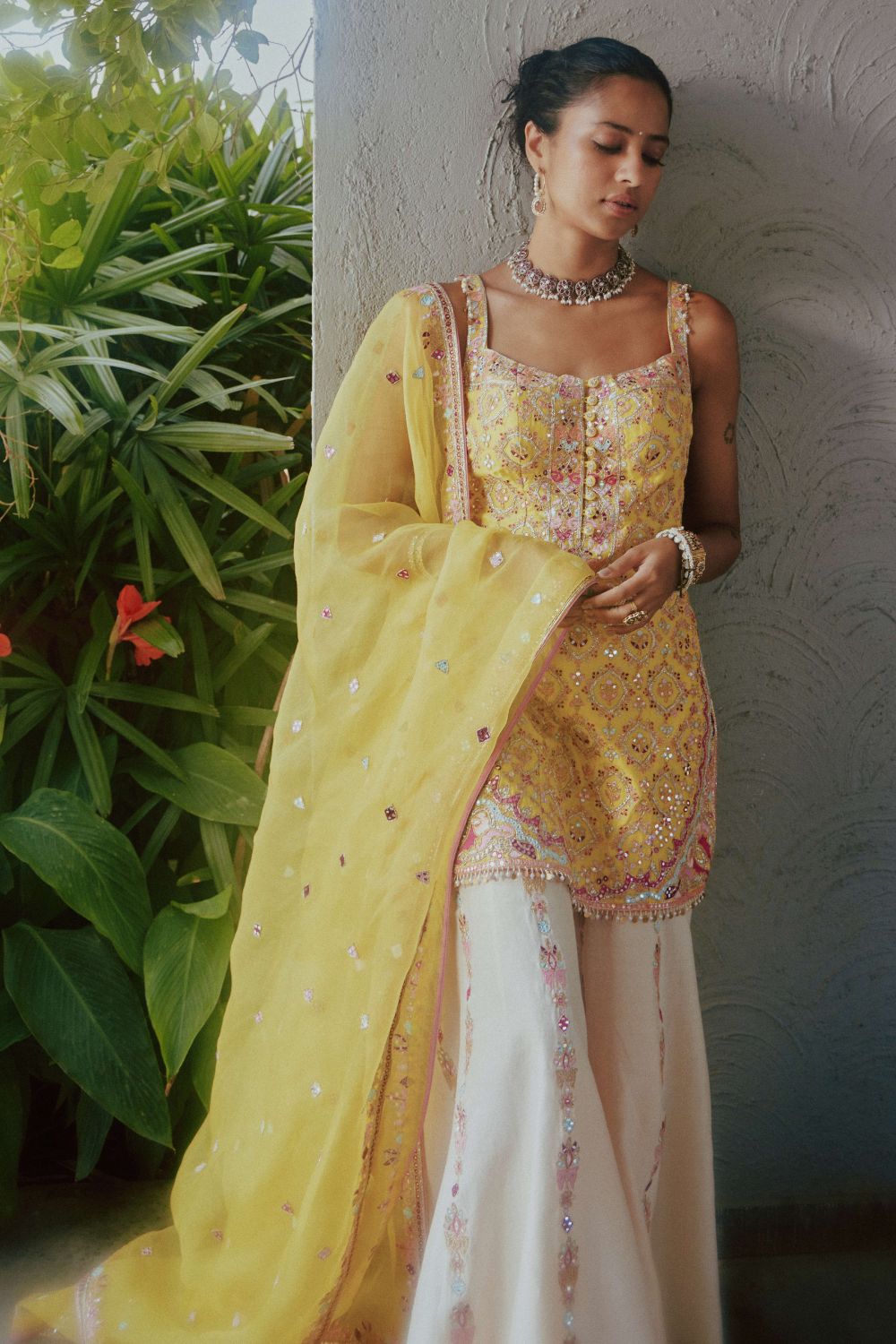 Yellow & Cream Gharara Set