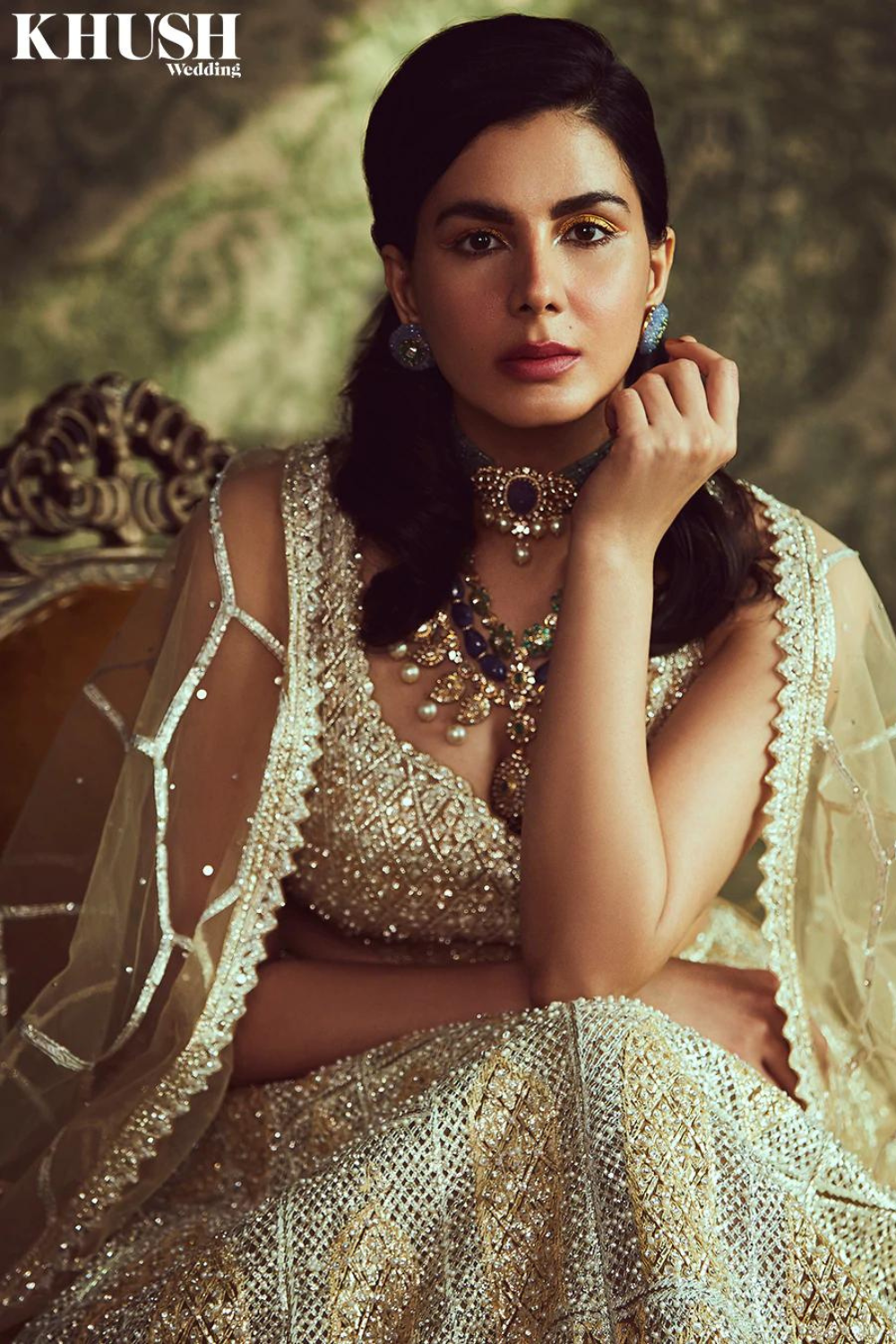 Kirti Kulhari In Gold Silver Metallic Lehenga Set