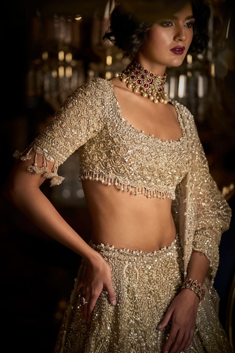 Champagne Pearl Lehenga Set