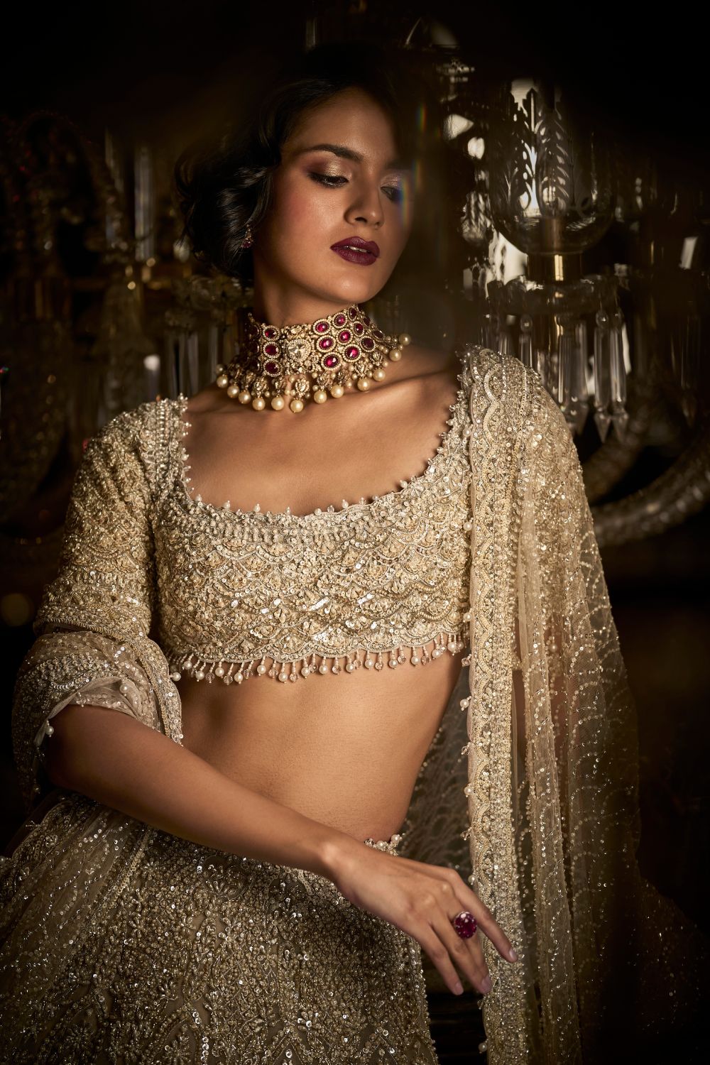 Champagne Pearl Lehenga Set