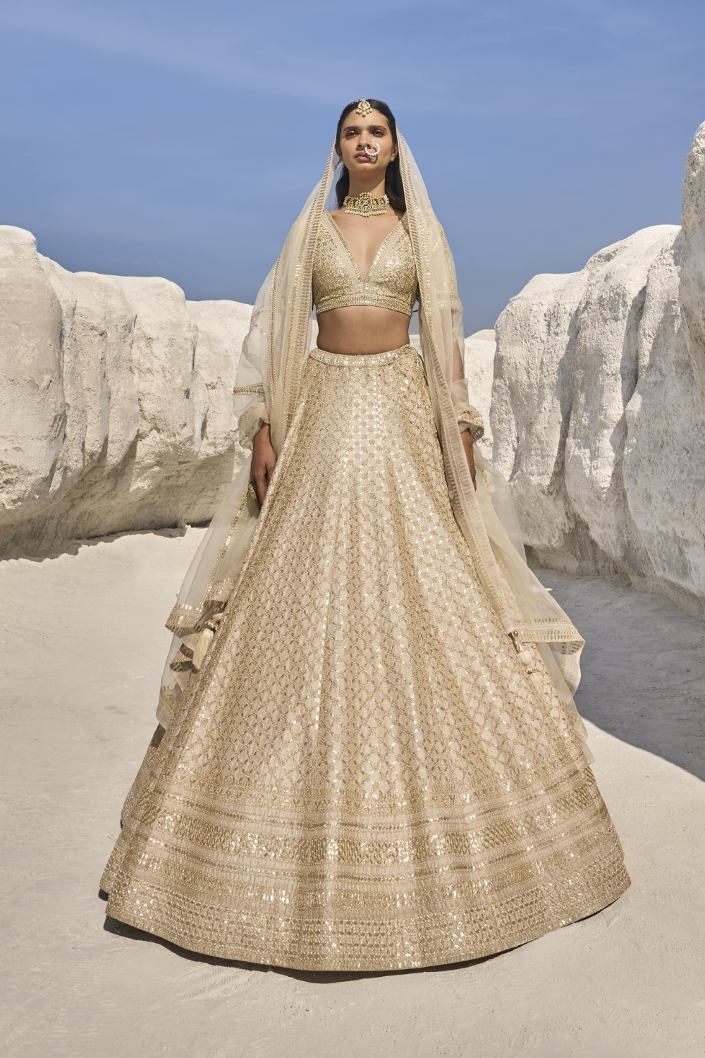 Ivory Gota Patti Lehenga Set