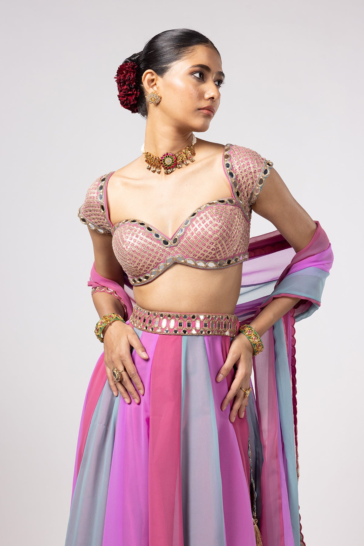 Aqua Lehenga Pants Set