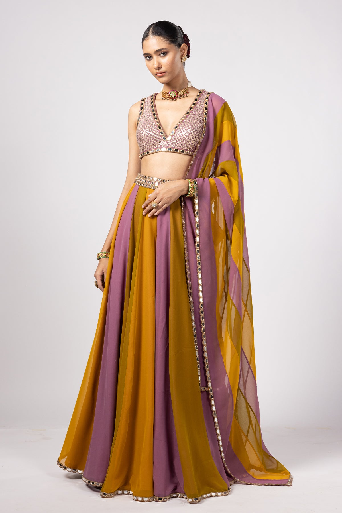 Green Lehenga Pants Set