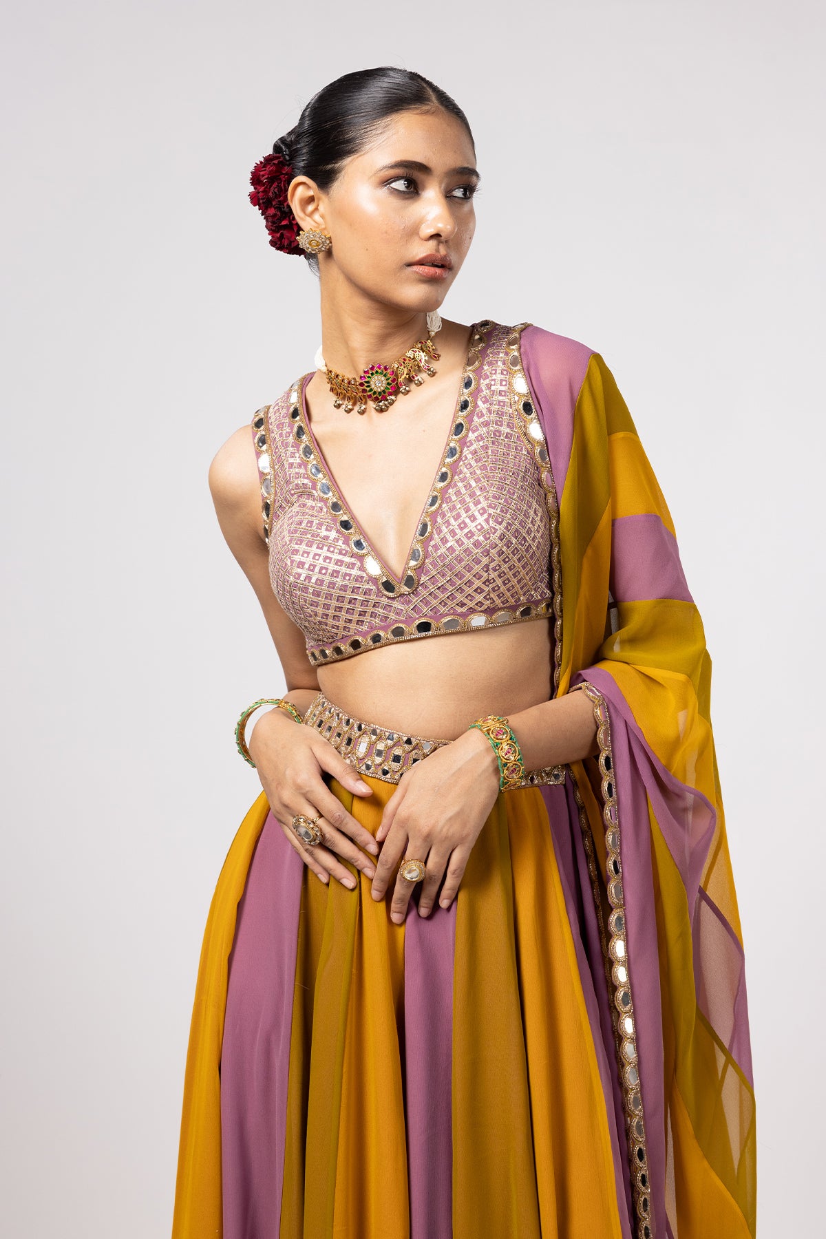 Green Lehenga Pants Set