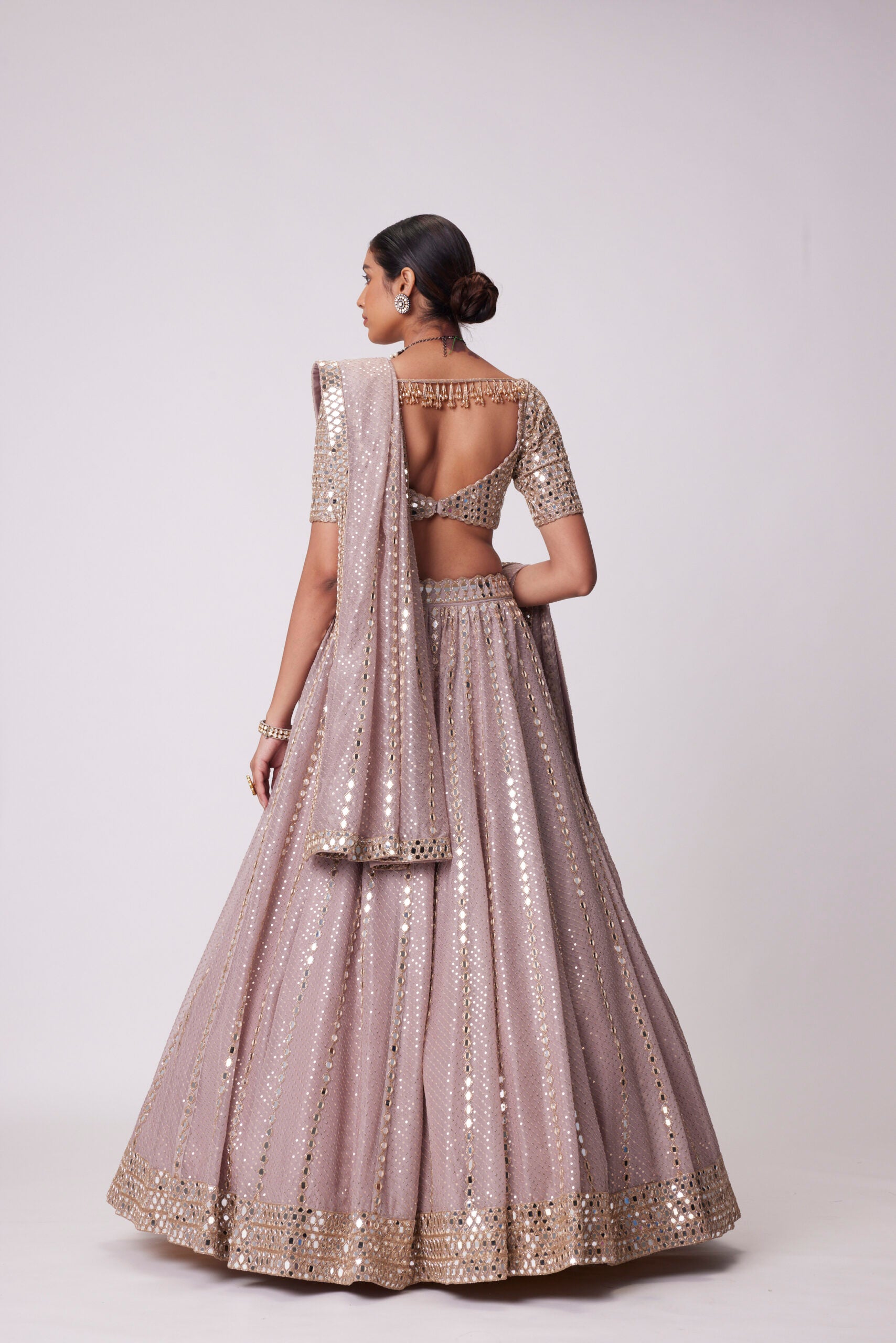 Ash Pink Sequin Embroidered Lehenga Set