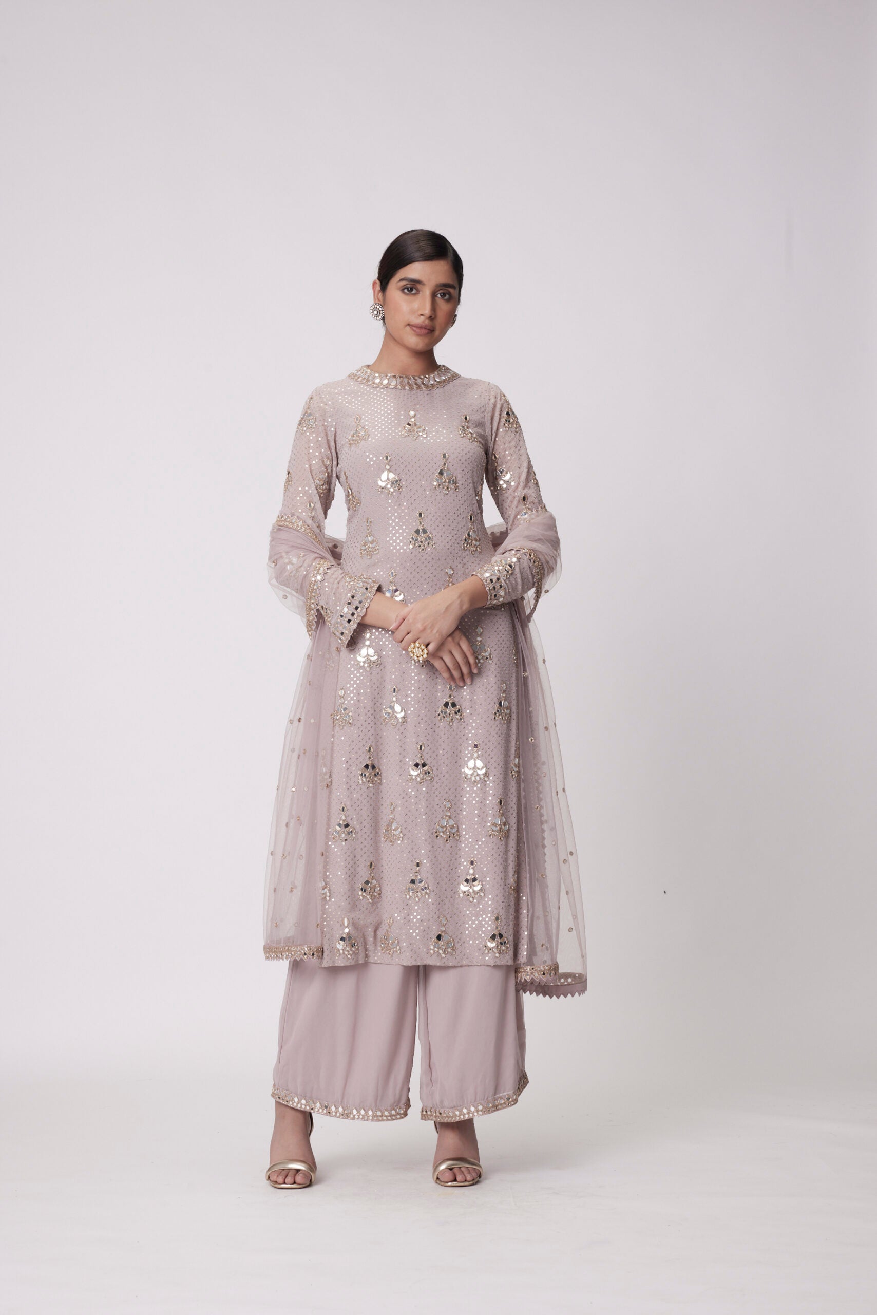 Ash Pink Straight Kurta Set