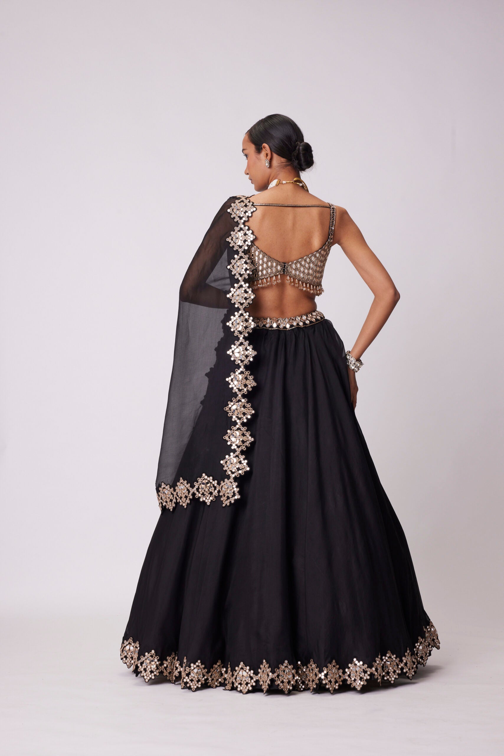 Black Organza Lehenga Set