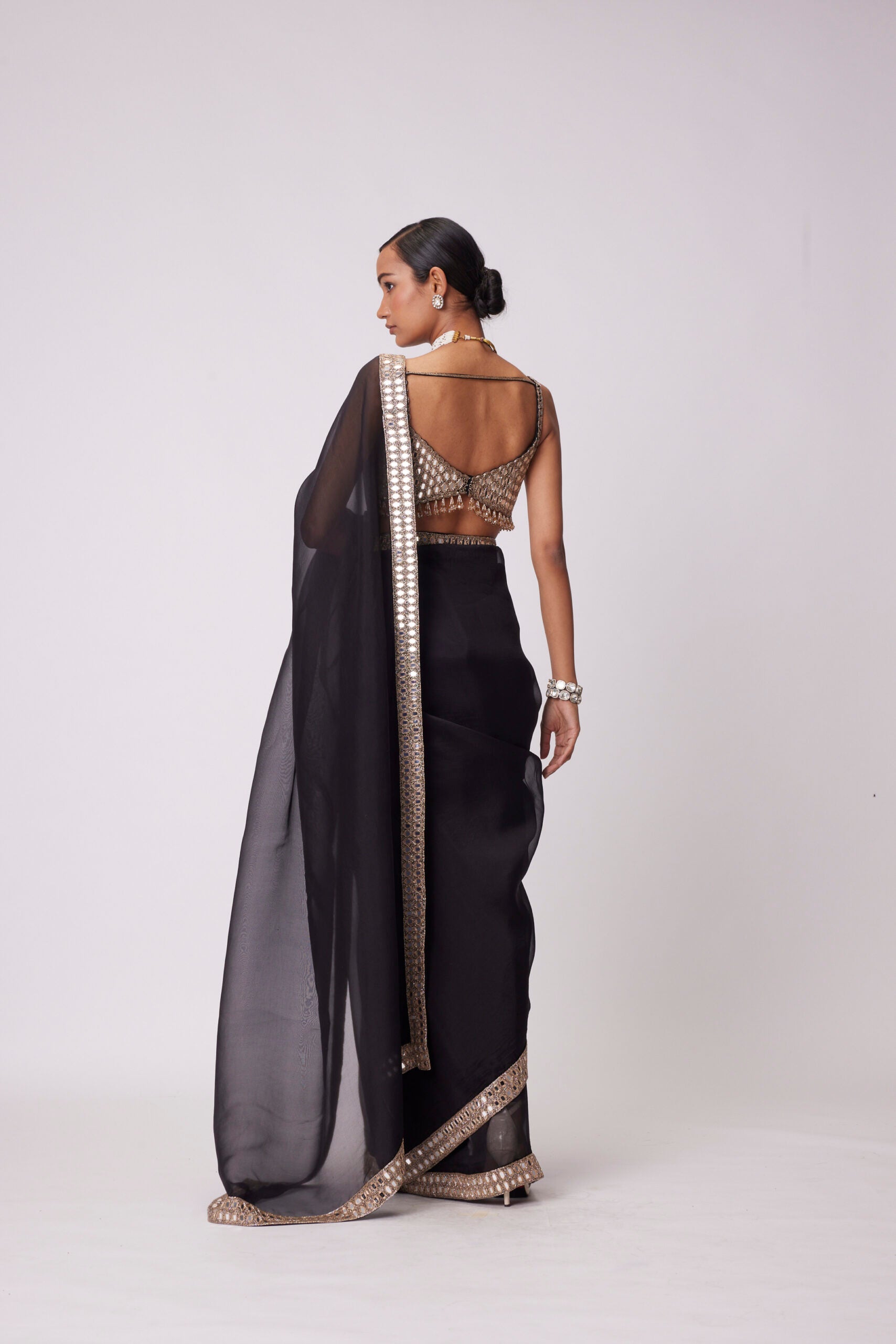 Black Organza Saree Set