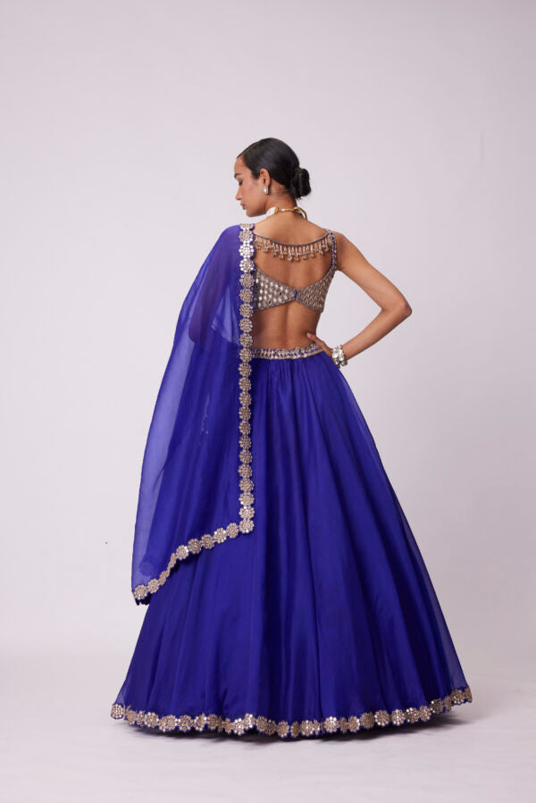 Persian Blue Organza Lehenga Set