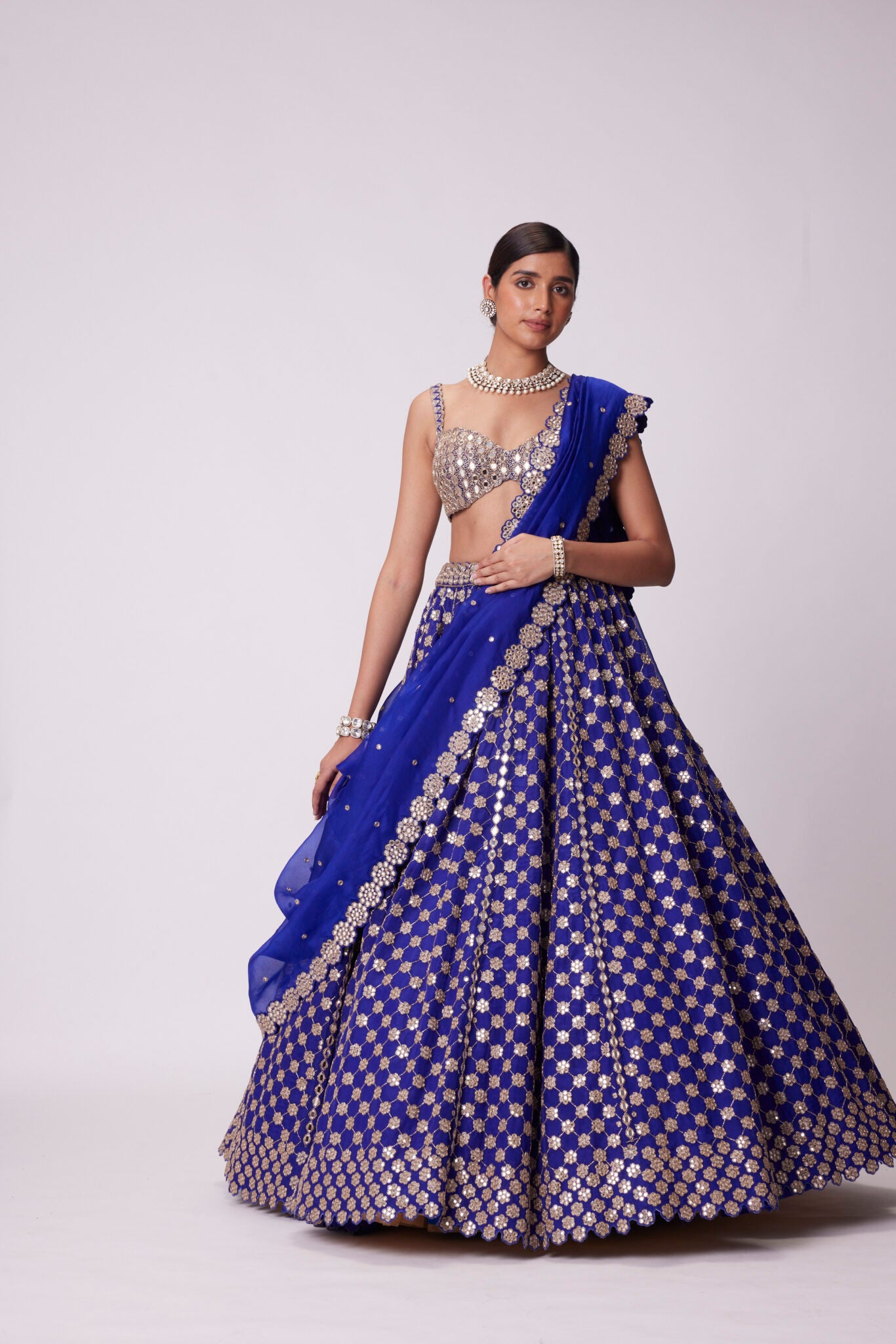 Persian Blue Flower Lehenga Set