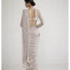 Ash Pink Chandelier Pearl Drop Saree Set