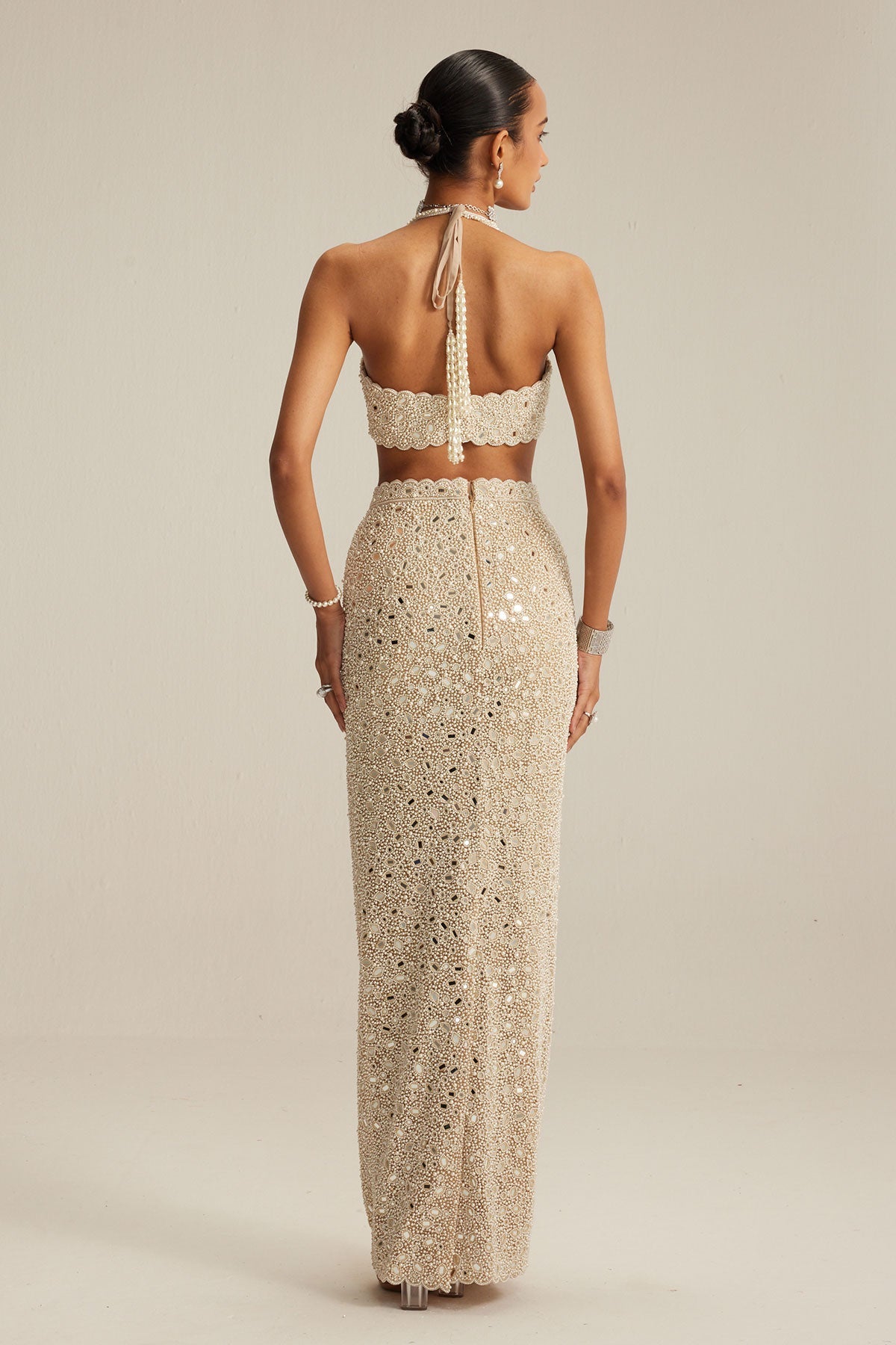 Light Beige Pencil Skirt