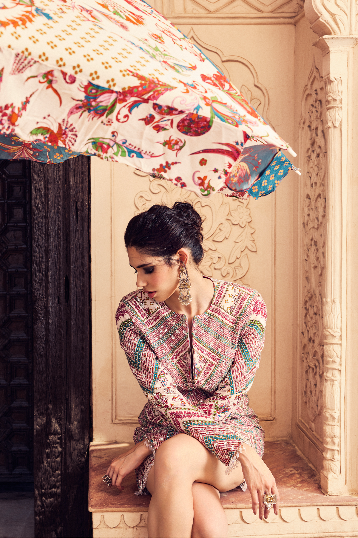 Red embroidered jacket