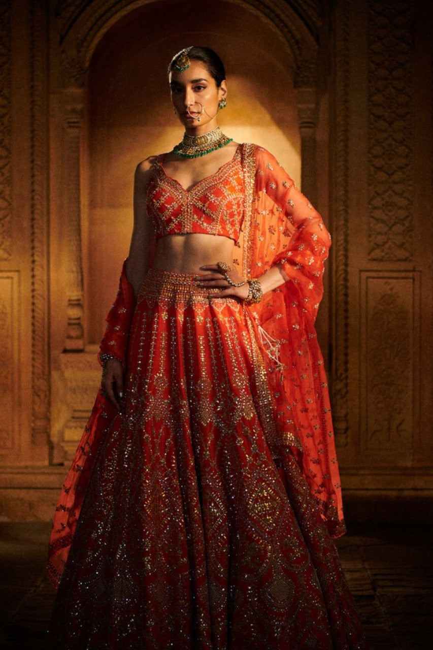 Burnt Orange Gota Patti Lehenga Set