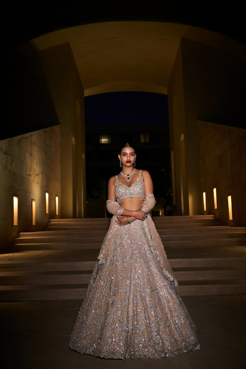 Champagne Sequin Lehenga Set