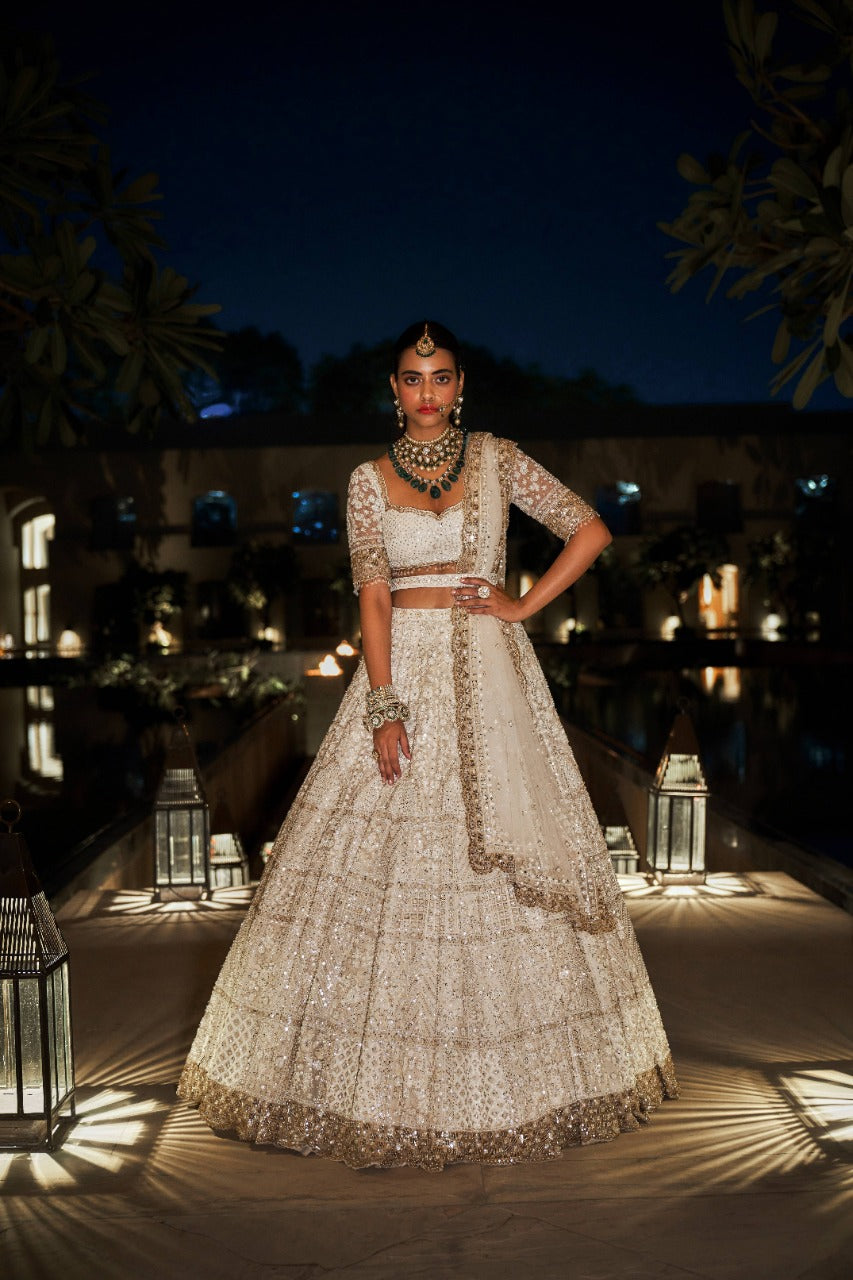 Cream & Gold Lehenga Set