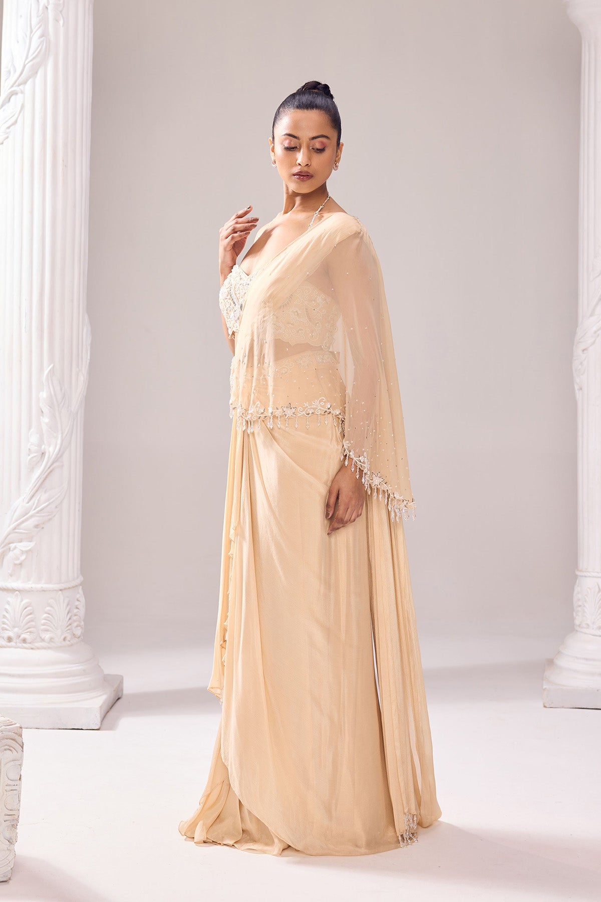 A- Symmetrical drape saree