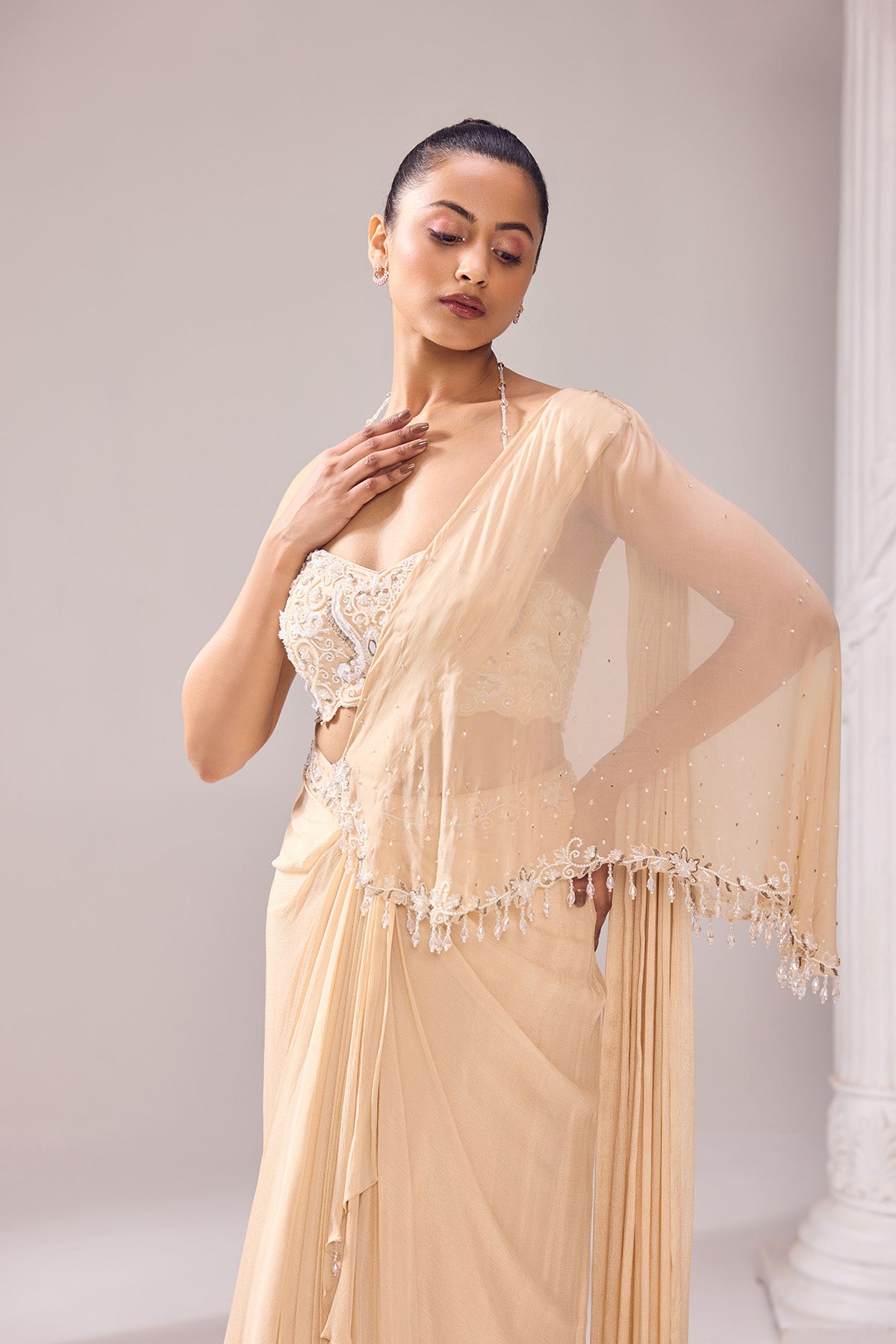 A- Symmetrical drape saree