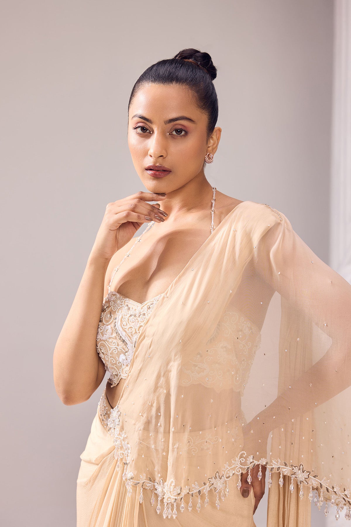 A- Symmetrical drape saree