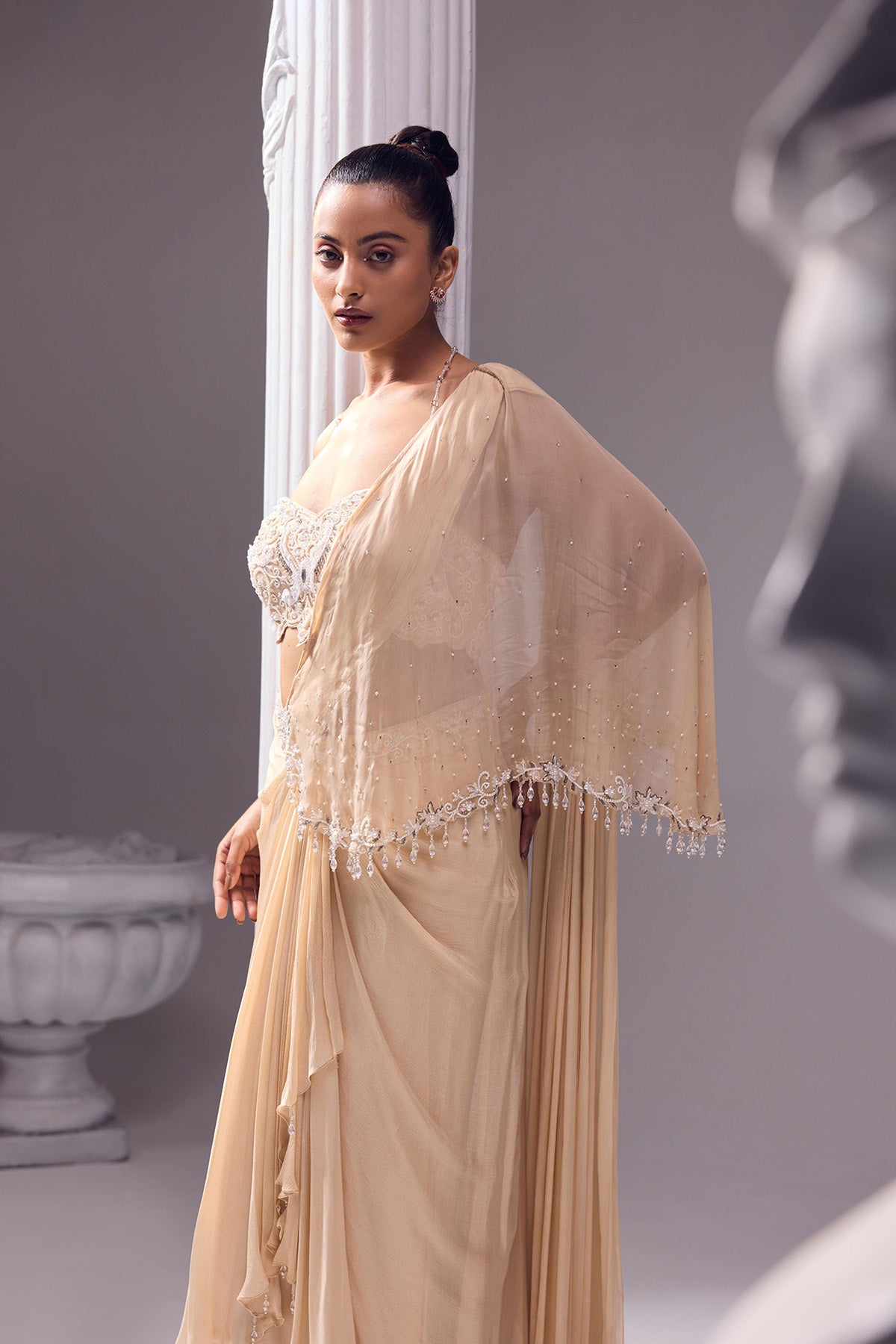 A- Symmetrical drape saree