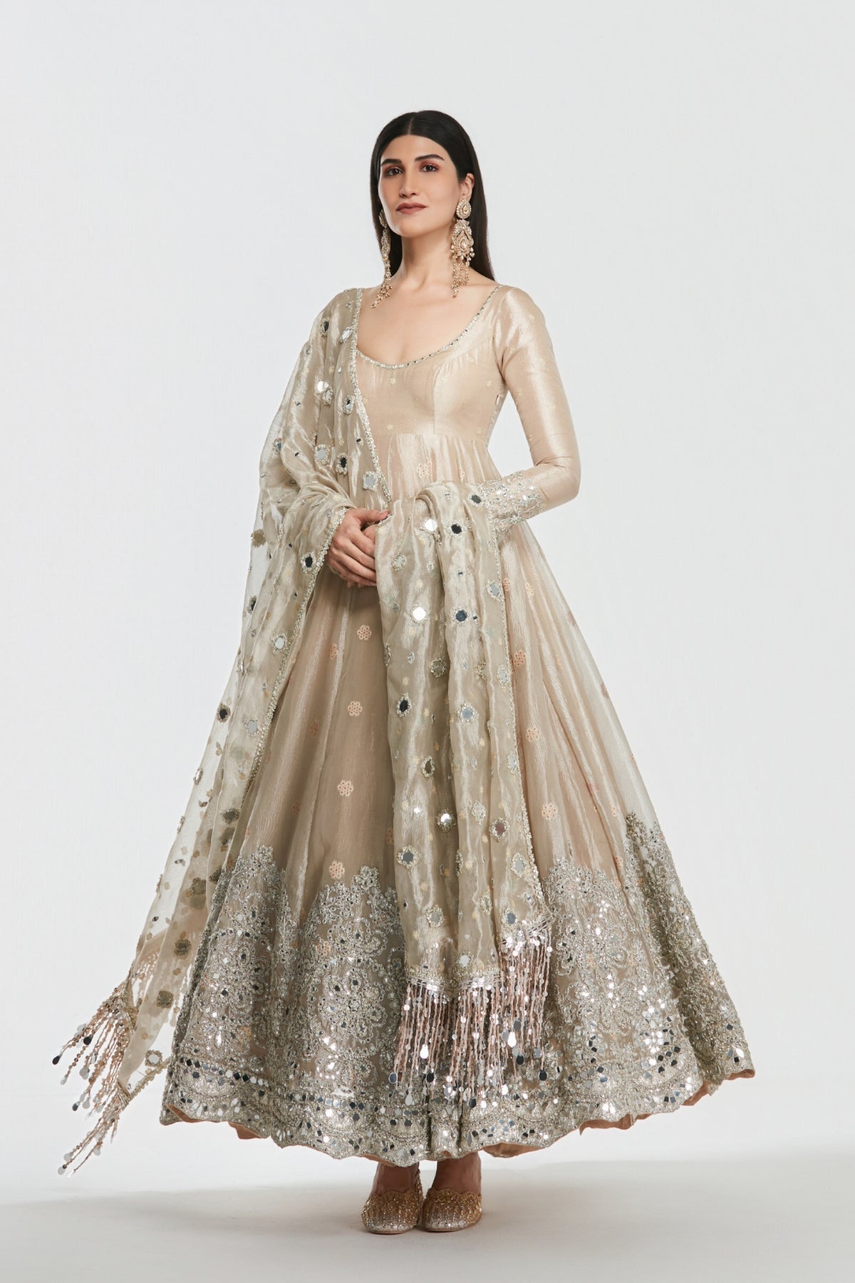 Shimmer Gold Anarkali