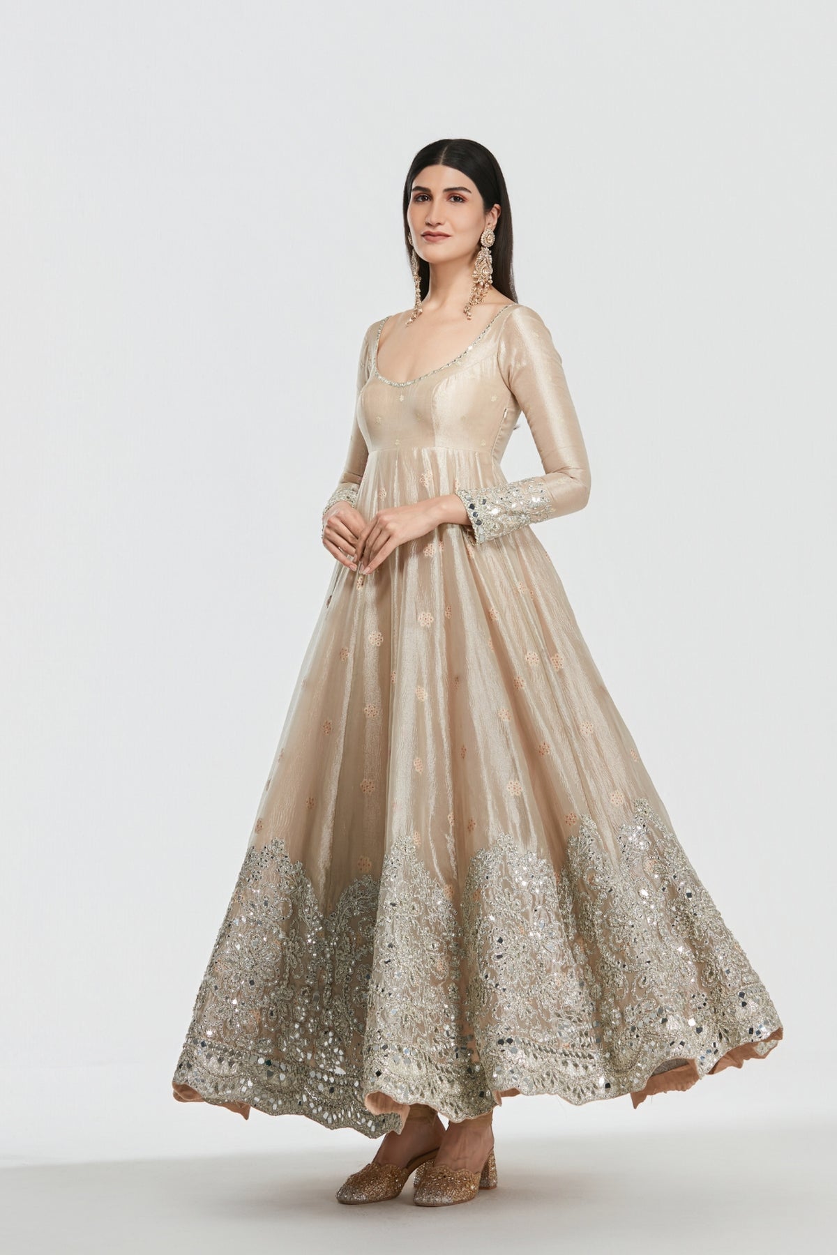 Shimmer Gold Anarkali