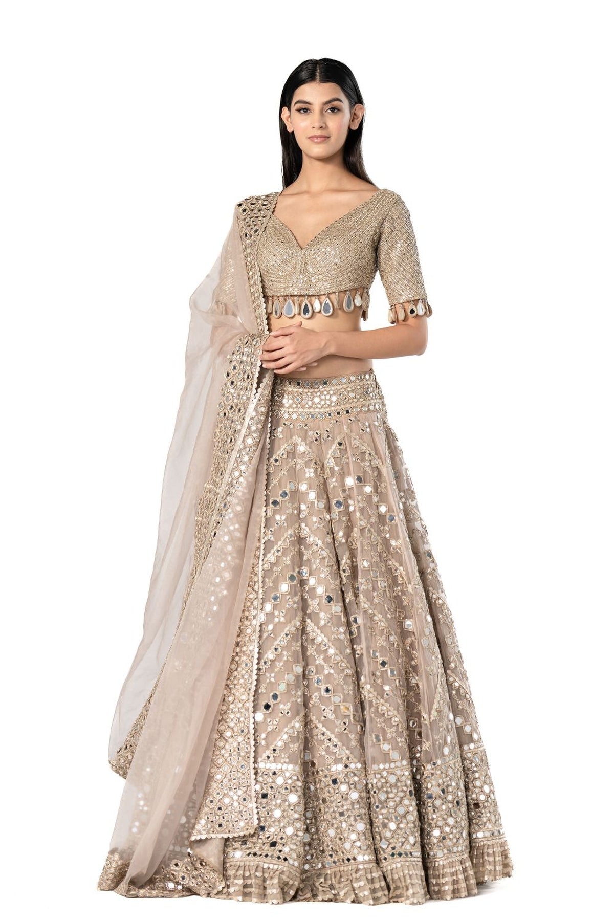 Moon Grey embellished lehenga set