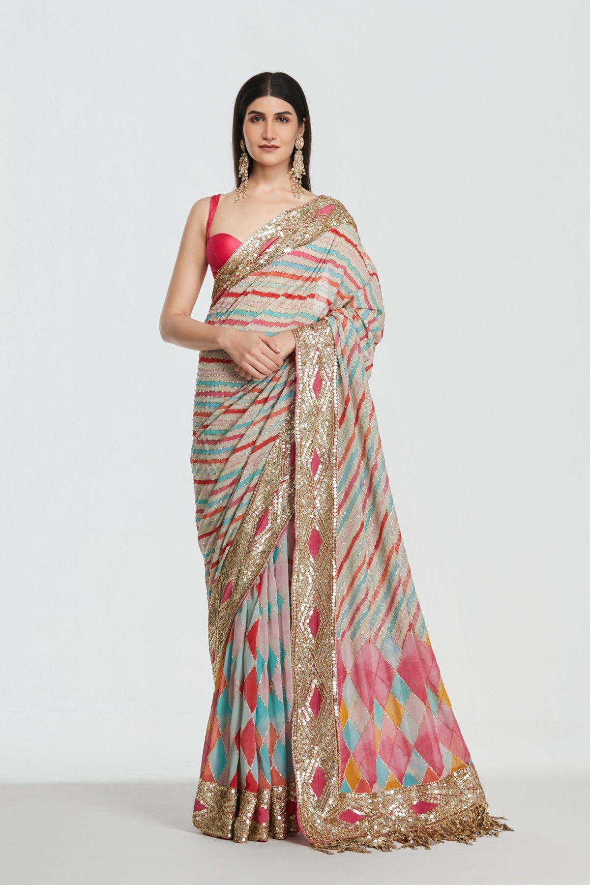 Shrine Multicoloured Saree Set