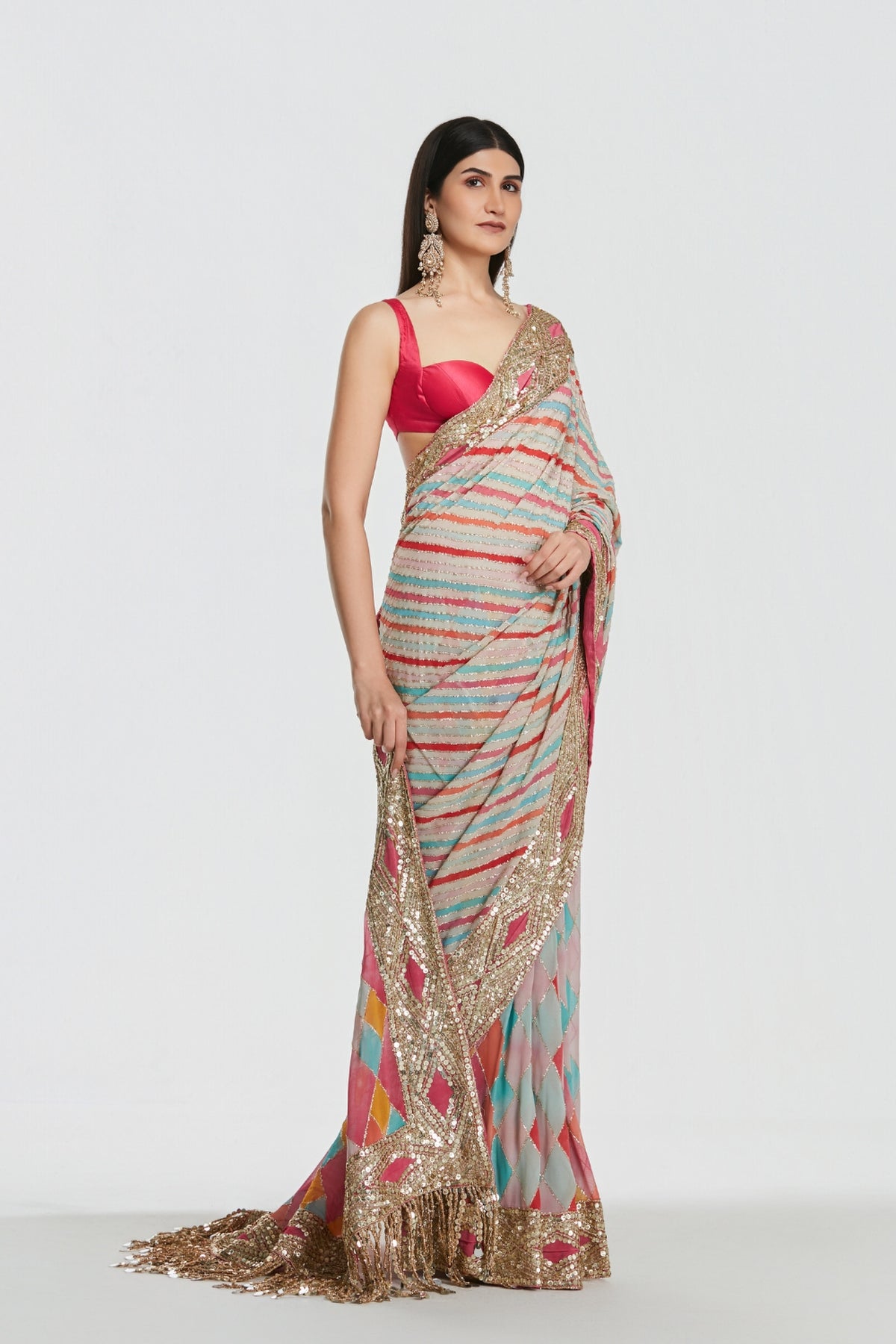 Shrine Multicoloured Saree Set
