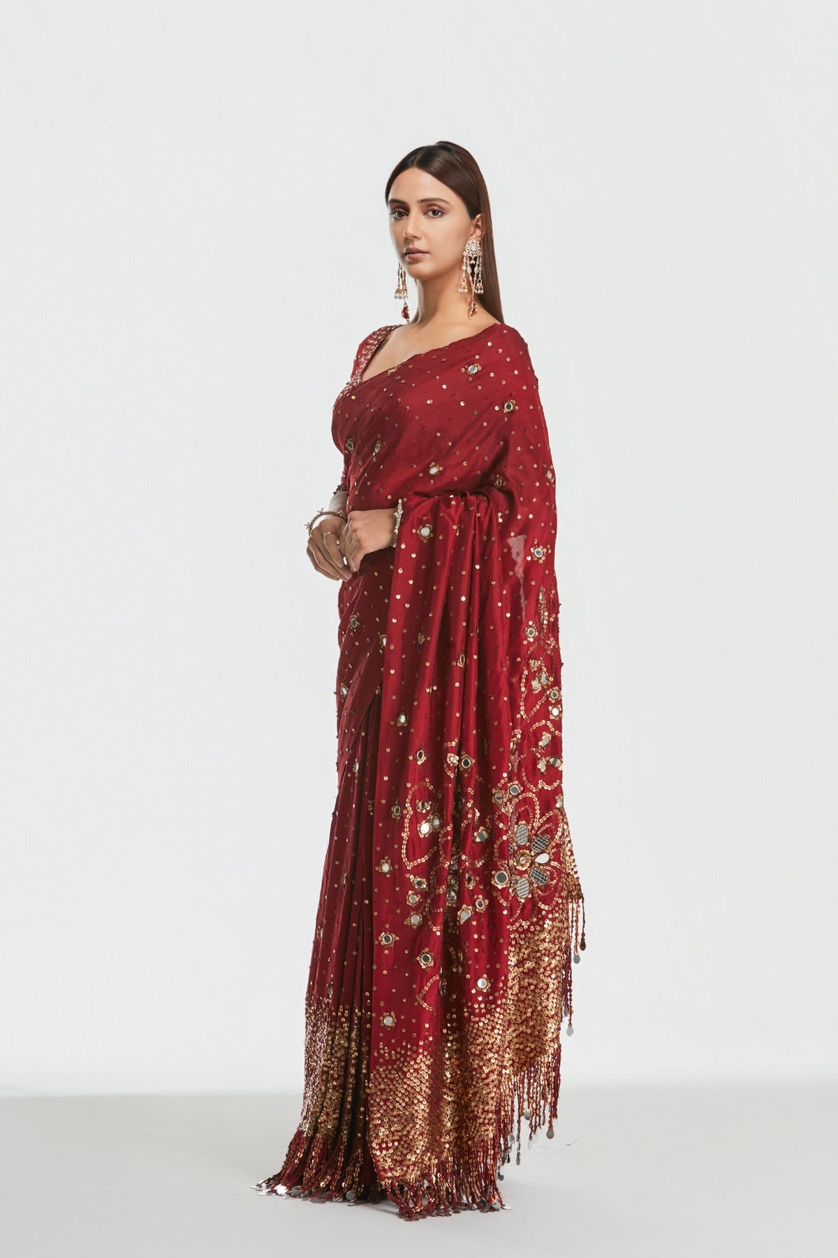 Shrine Vintage Red Saree Set